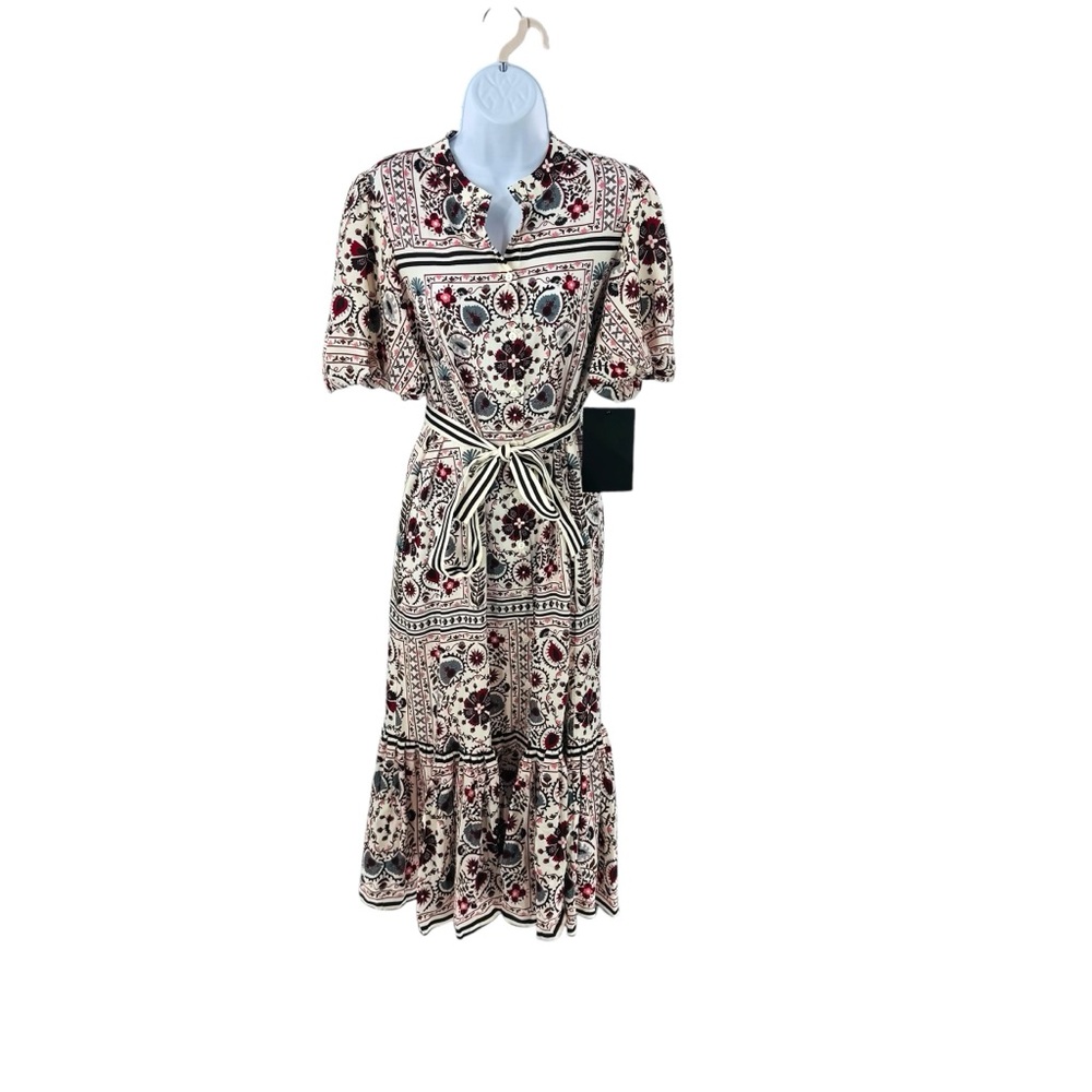 Tuckernuck NEW Patchwork Floral Lewis Belted Classic Midi Dress Size S - Picture 4 of 12
